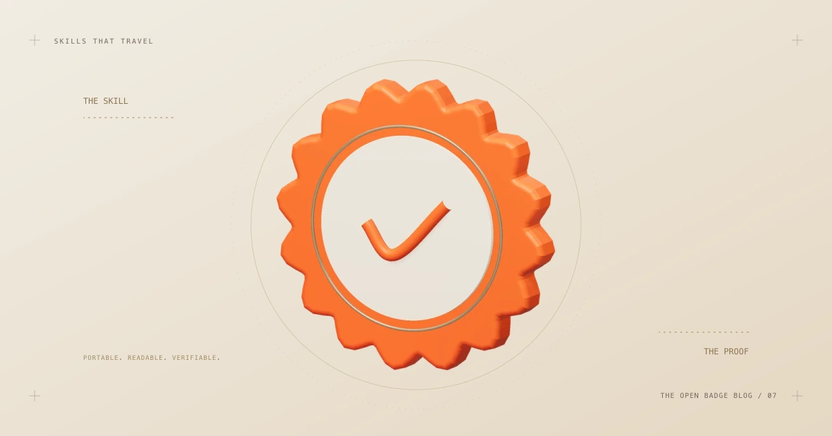 Abstract illustration linking a demonstrated skill to its verifiable proof.